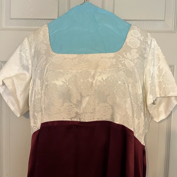Vintage Elegant White and Burgundy Women's Formal dress Hand Sewn 16-18 - Picture 2 of 8